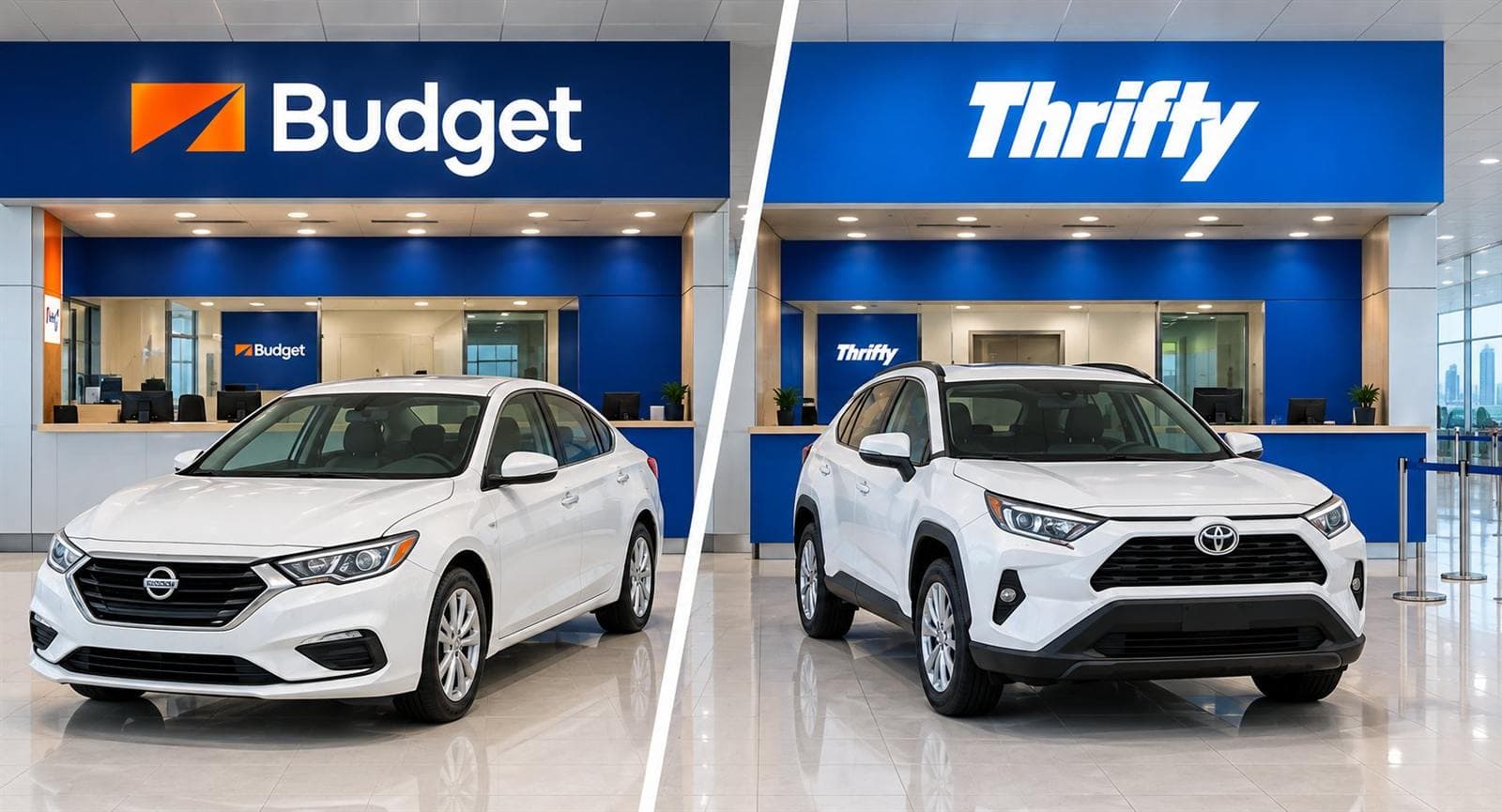 مكتبا تأجير Budget وThrifty جنبًا إلى جنب بهويتهما الزرقاء