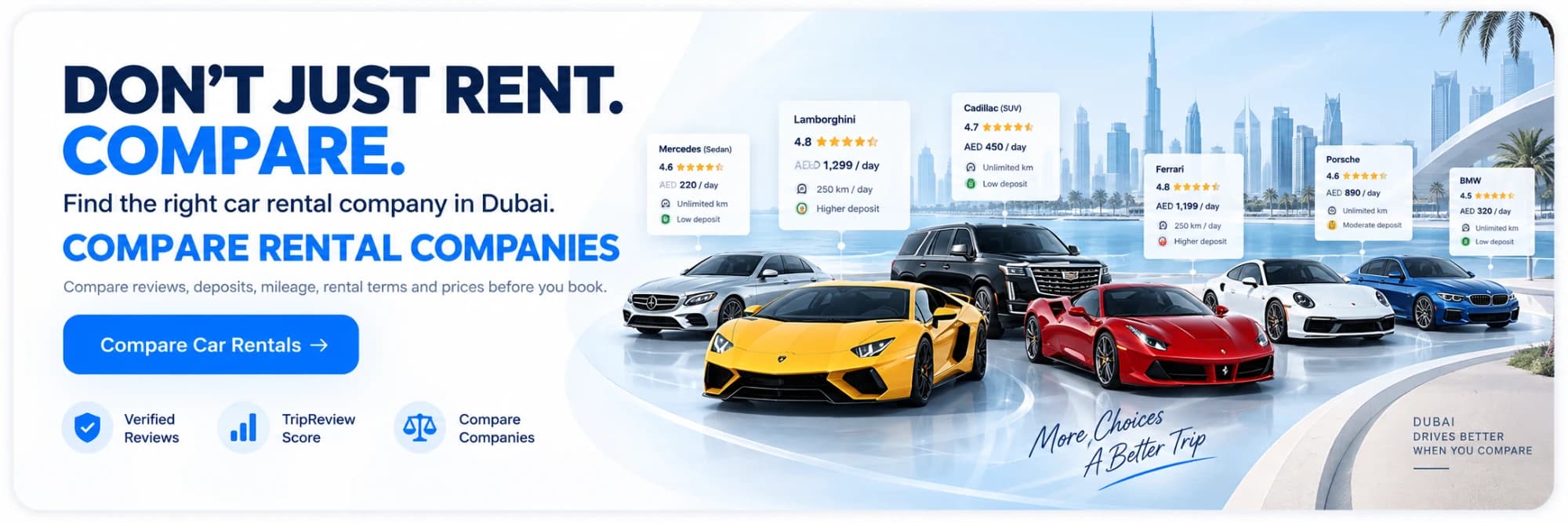Compare car rental companies in Dubai before you book