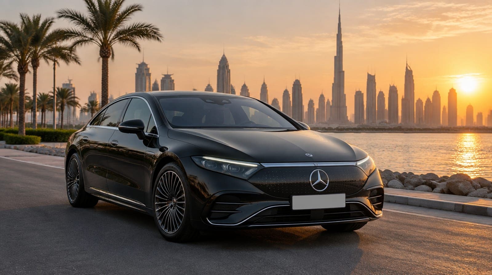 Mercedes EQS rental car in Dubai