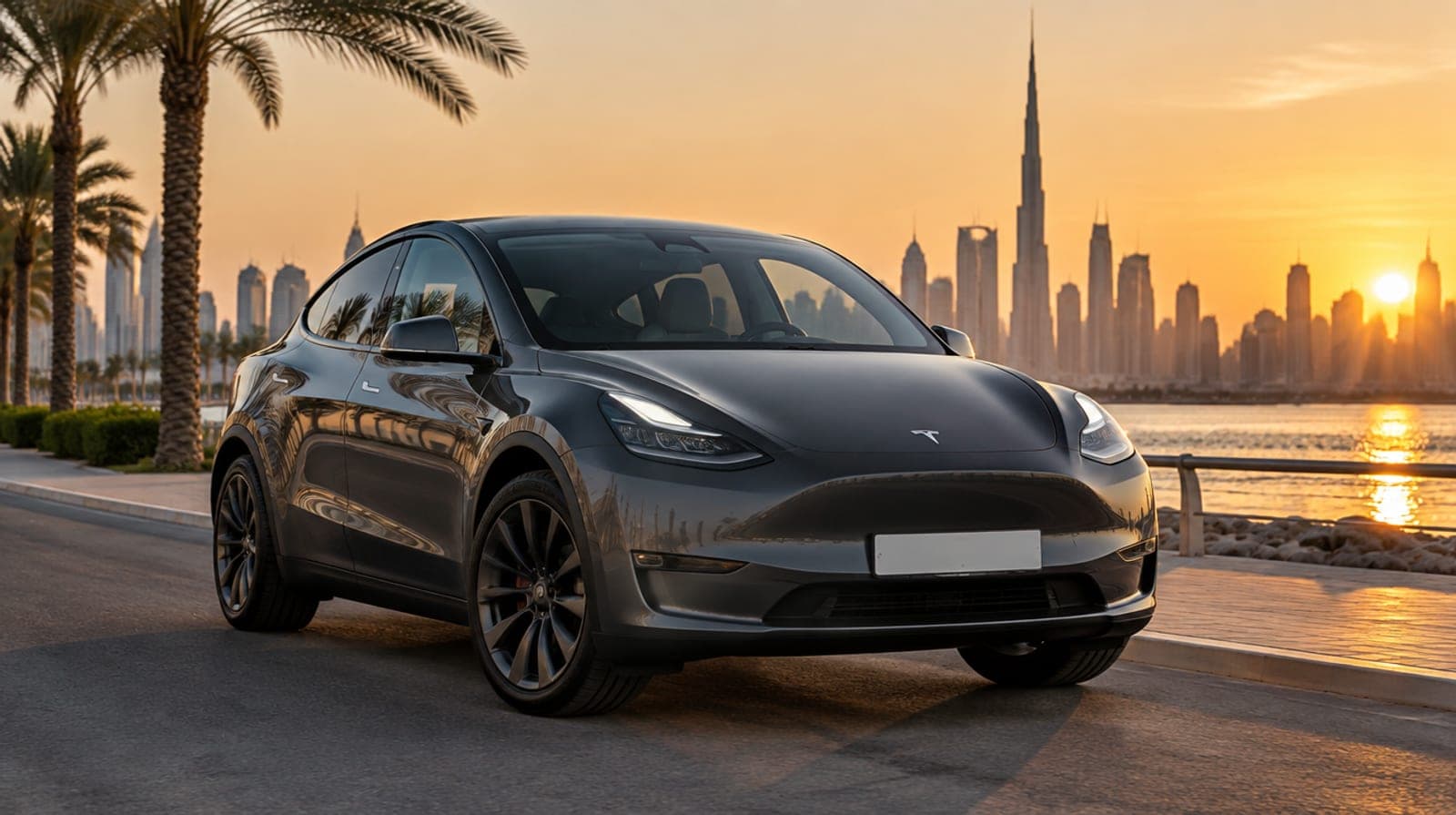 Tesla Model Y rental car in Dubai