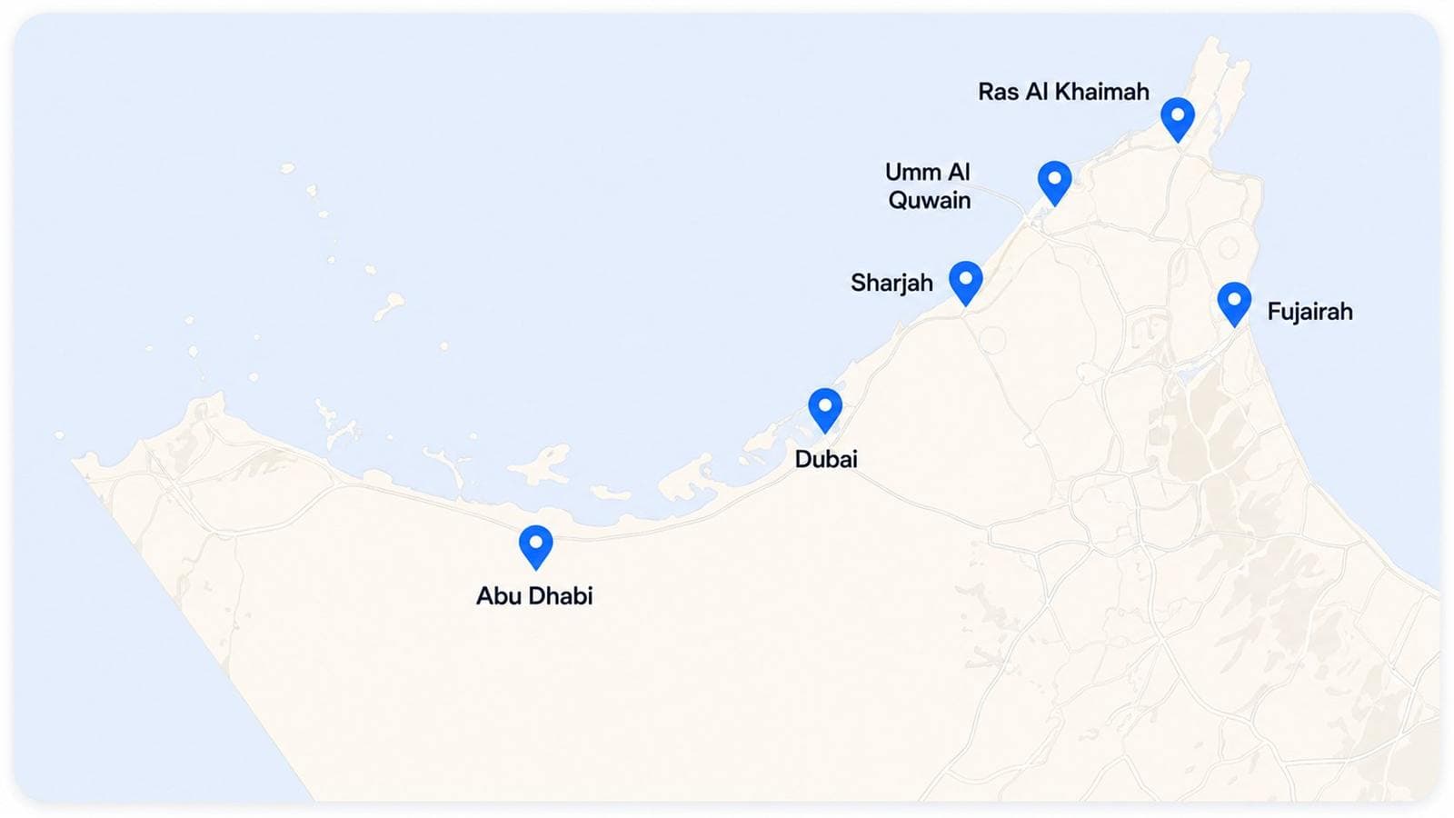 خريطة الإمارات العربية المتحدة مع دبوس موقع
