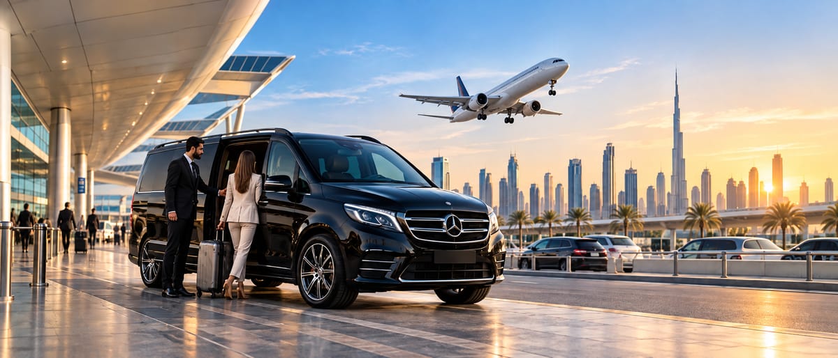 A chauffeur meeting arrivals at a Dubai airport