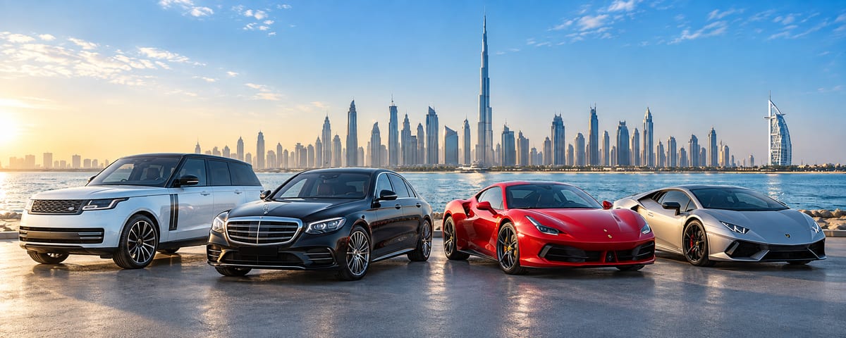 Rental cars on the Dubai waterfront