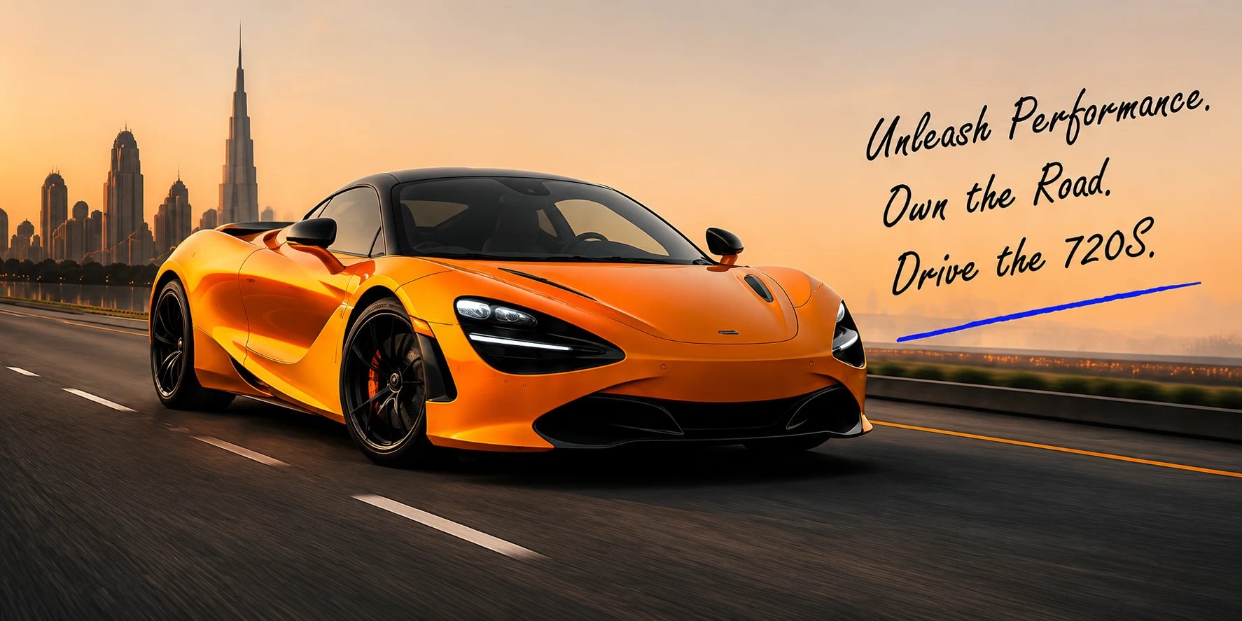 Unleash Performance. Own the Road. Drive the 720S. — McLaren 720S on a Dubai highway