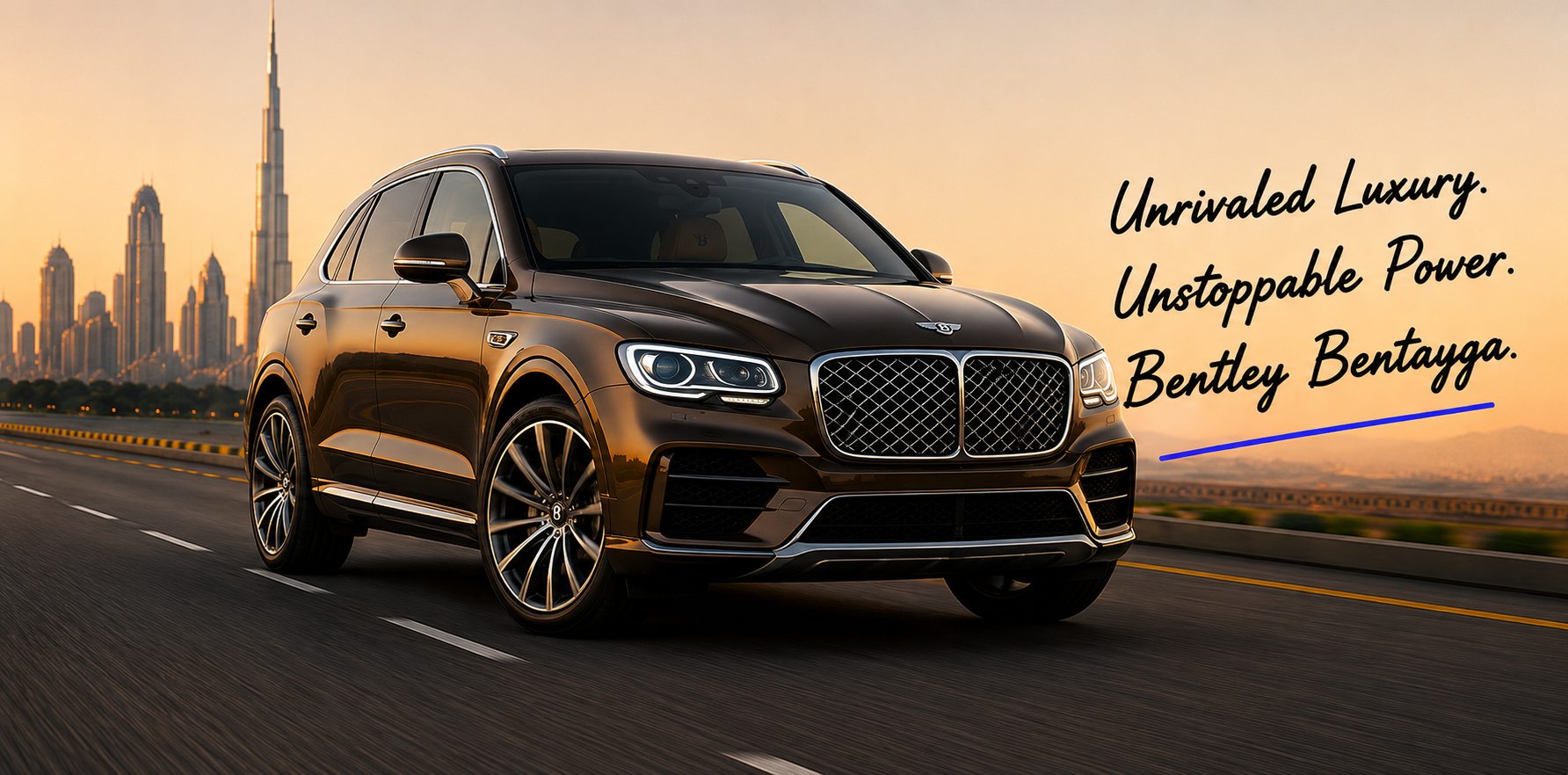 Bentley Bentayga on a Dubai highway — unrivalled luxury, unstoppable power