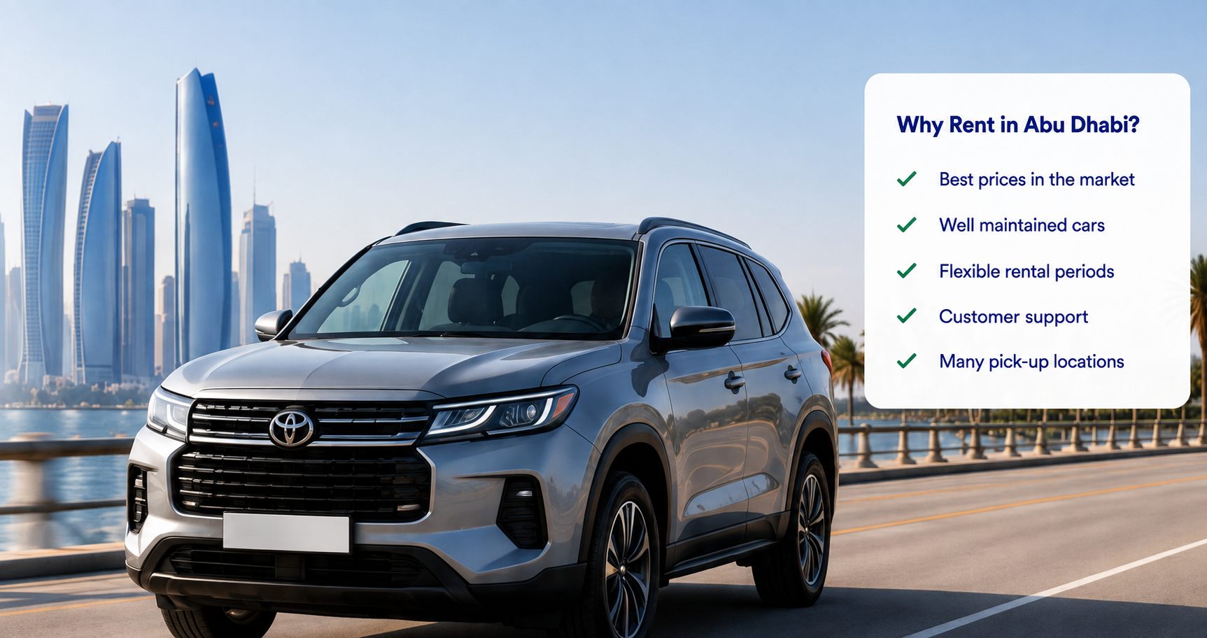 Car rental in Abu Dhabi — compare verified companies and real prices