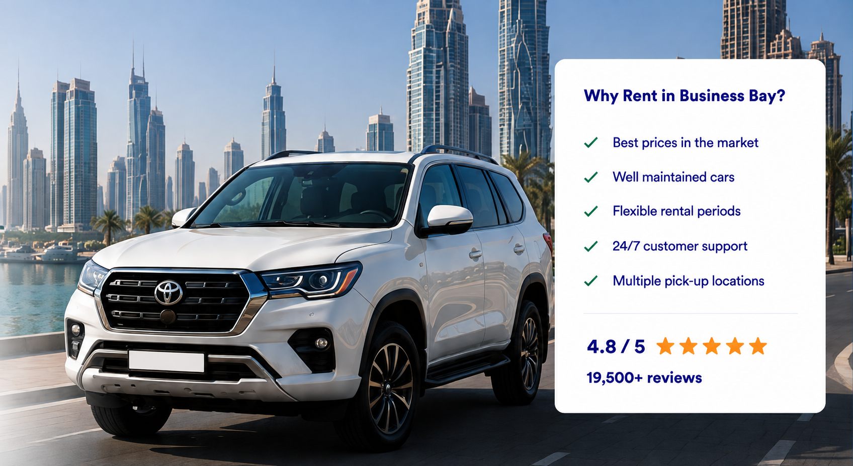 Car rental in Business Bay Dubai — compare verified companies and real prices