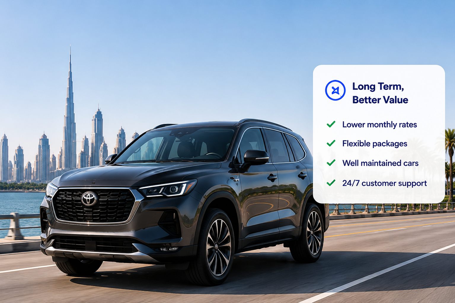 Long term car rental in Dubai — long term, better value